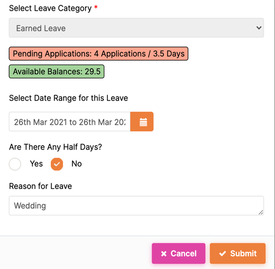 Leave Management System for employee leave applications